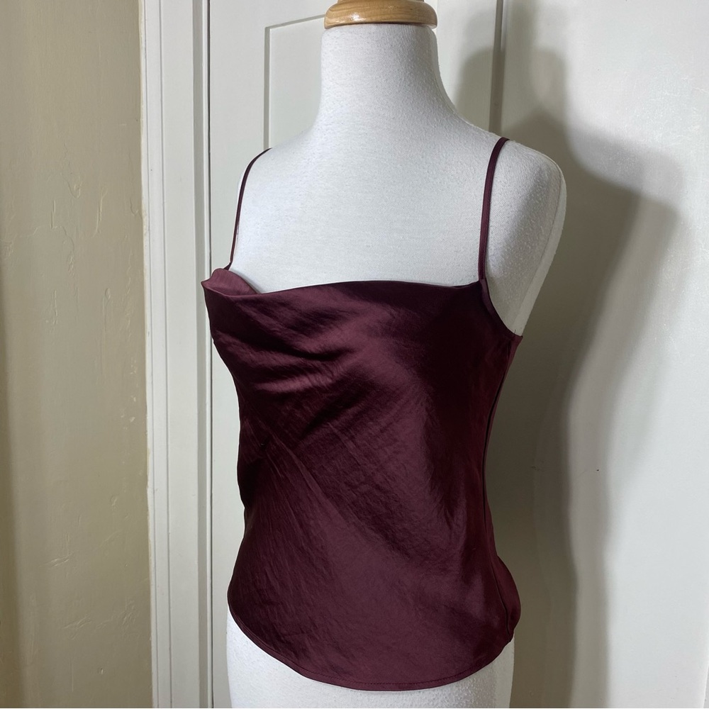 Open Edit Wine Burgundy Spaghetti Adjustable Strap Tank Top XS
